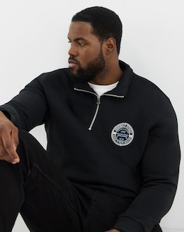 Jack &amp; Jones York 1/4 Zip Sweatshirt - Black