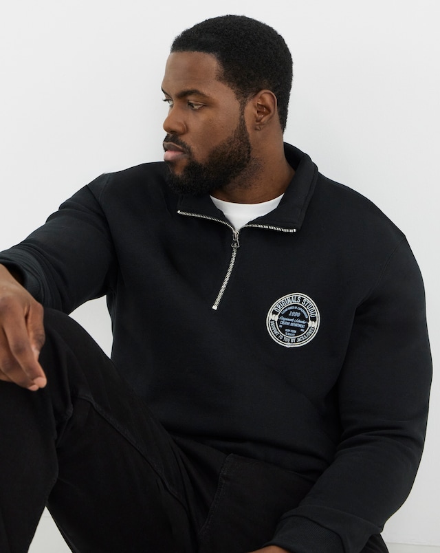 Jack & Jones York 1/4 Zip Sweatshirt - Black
