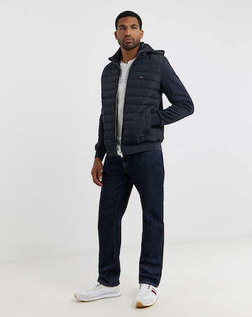 Tommy Hilfiger Mix Media Hooded Zip Through Jacket - Navy