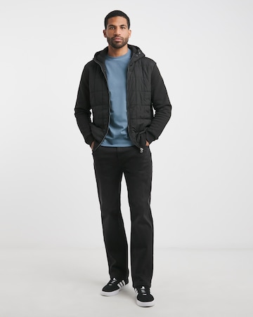 Lyle & Scott Black Hybrid Quilted Zip Through Hoodie