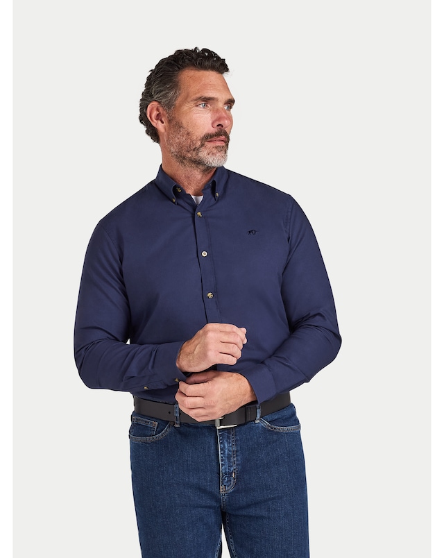 Raging Bull Long Sleeve Classic Oxford Shirt Navy
