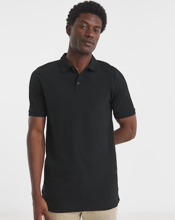 Pure Cotton Navy Pique Polo Extra Long Length- Navy