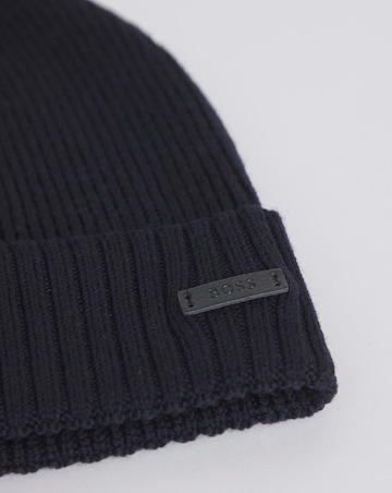 BOSS Dark Blue Logo Knitted Hat