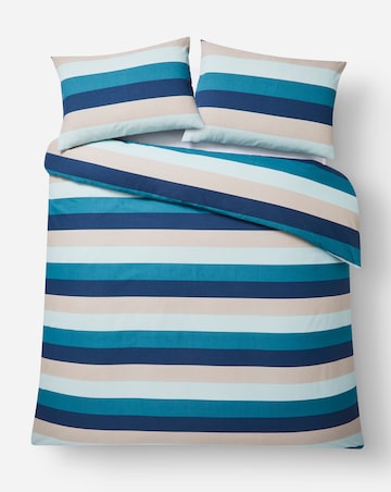Blake Stripe Cotton Blend Reversible Duvet Cover Set