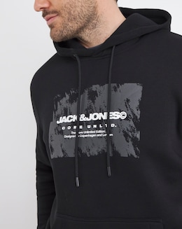 Jack &amp; Jones Graphic Logo Hoodie - Black
