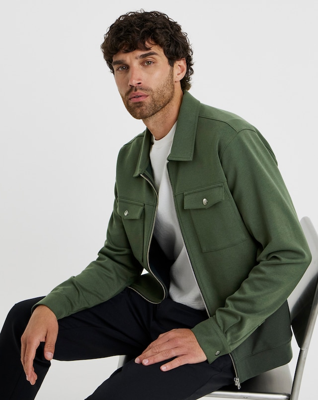 Folio Interlock Zip Shacket - Khaki