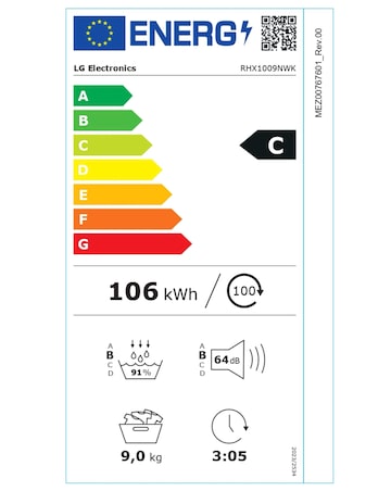 LG X 10 RHX1009NWK 9kg Heat Pump Tumble Dryer - White + Install
