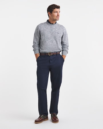 Barbour Flaxby Linen Blend Crew Neck Jumper - Navy