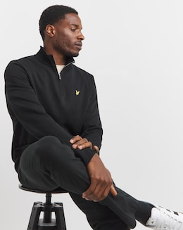 Lyle &amp; Scott Black 1/4 Zip Loop Back Sweatshirt
