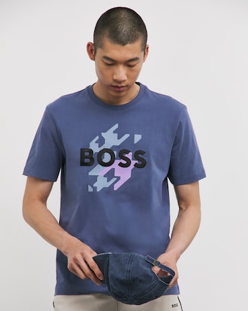 BOSS Blue Short Sleeve Graphic Logo T-Shirt