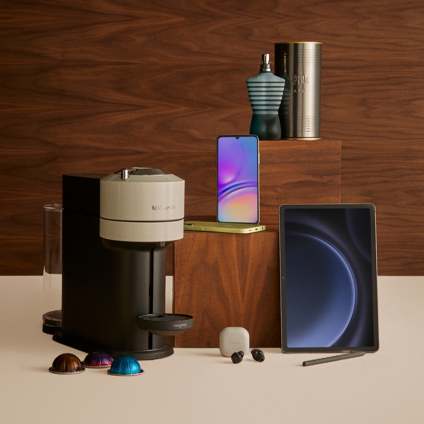 Christmas Gifting including Jean Paul Gaultier, iPhone, iPad, air pods and Nespresso coffee machine.