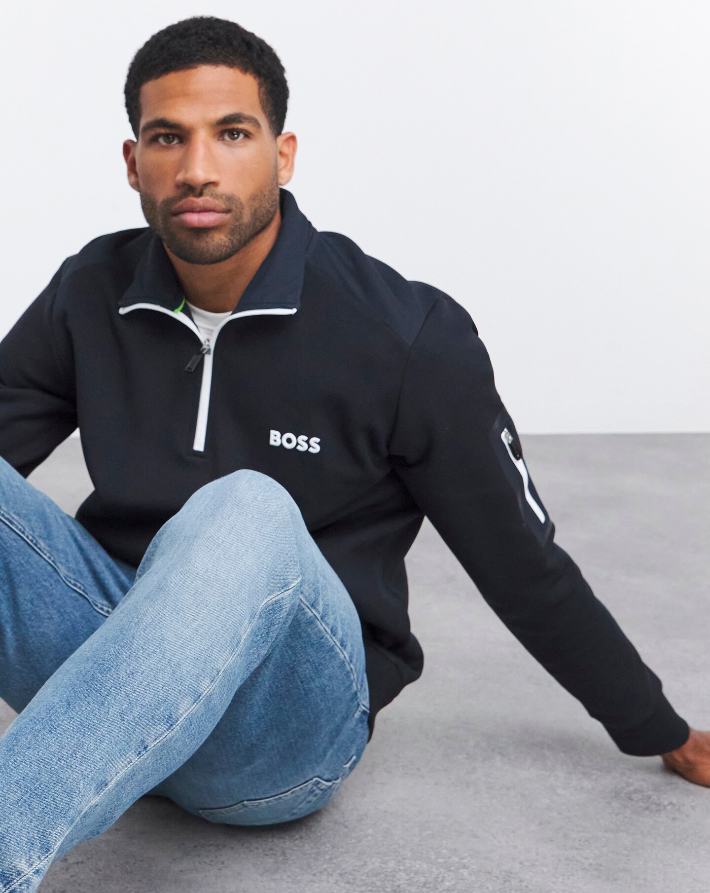 Boss navy sweatshirt hotsell