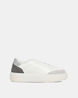 Jack &amp; Jones Aspire Court PU Trainer - White Multi
