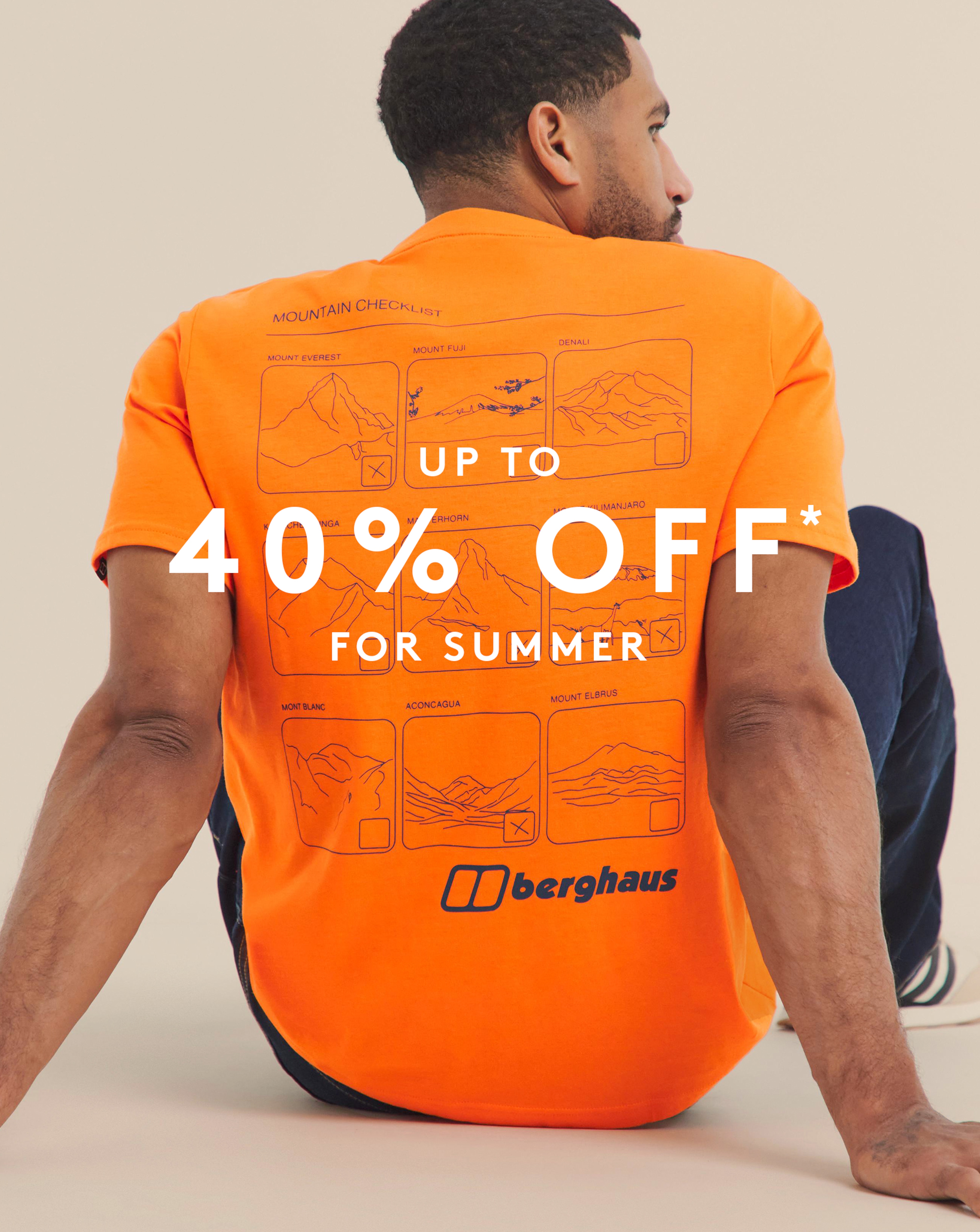 Up to 40% Off* For Summer.
Model wears Berghaus Mountain Checklist Short Sleeve T-Shirt