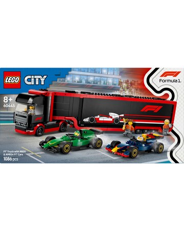 LEGO City F1 Truck with RB20 & AMR24 F1 Cars 60445