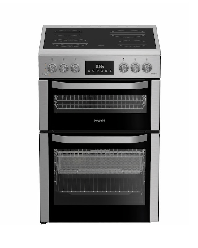 Hotpoint HDE6VDCASX 60cm Electric Double Cooker with Air Fry - Stainless Steel
