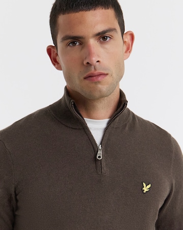 Lyle & Scott Cotton Merino 1/4 Zip Jumper - Espresso