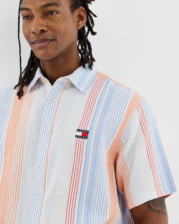 Tommy Jeans Short Sleeve Relax Stripe Short Sleeve Shirt - White