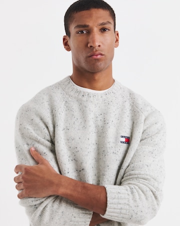 Tommy Jeans Badge Twist Yarn Jumper - White