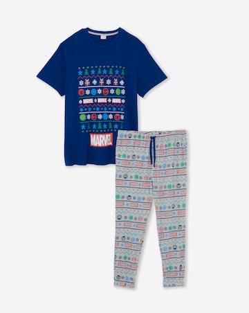 Fairisle Marvel Pyjama Set - Navy/Grey