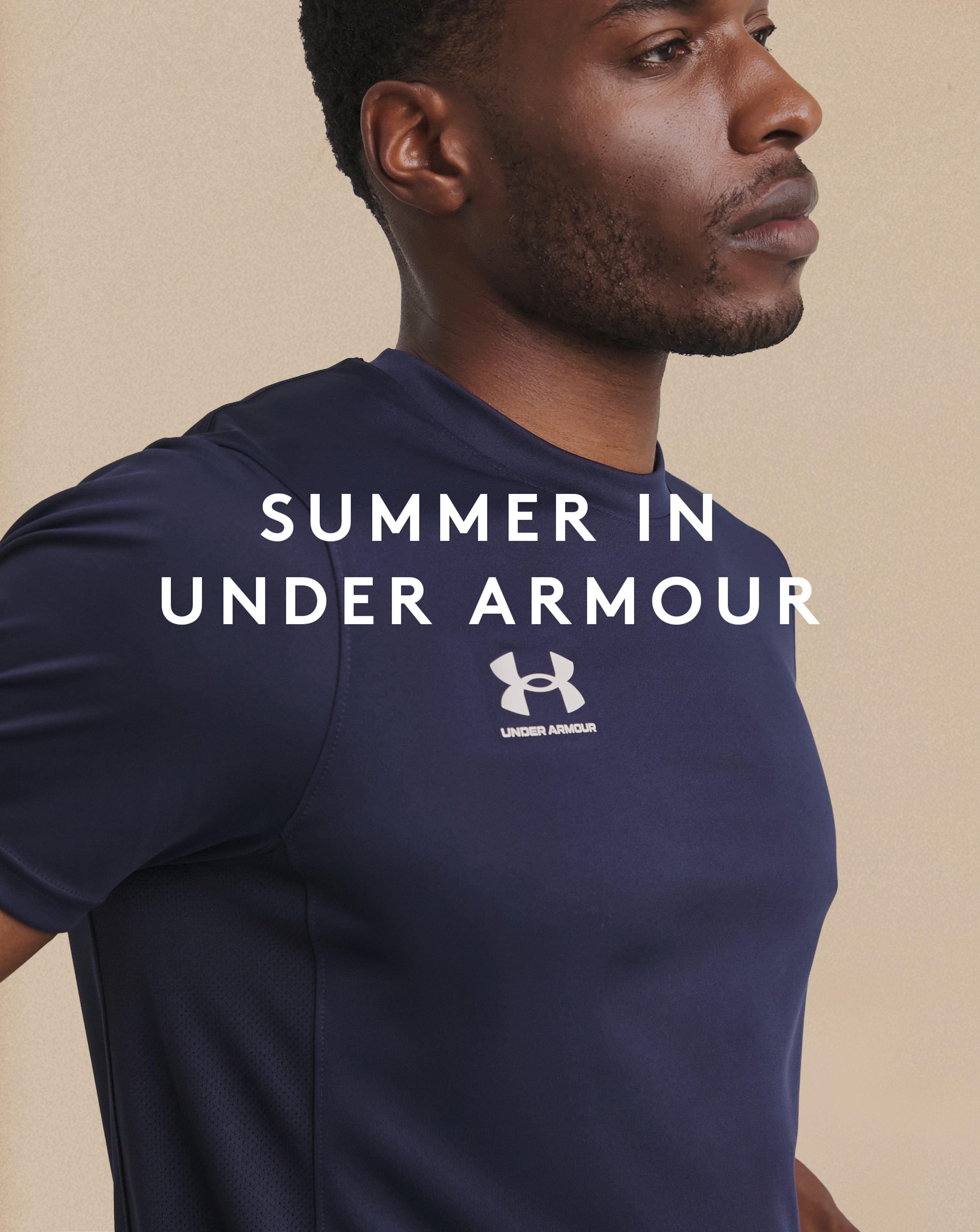Summer in Under Armour. Model wears Under Armour Training Short Sleeve T-Shirt