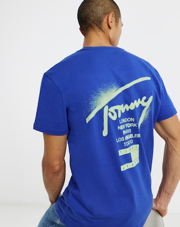 Tommy Jeans Short Sleeve Back Graphic City Signature T-Shirt - Bright Blue