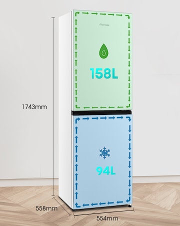 Fridgemaster MC55240E 174cm 50/50 Fridge Freezer White