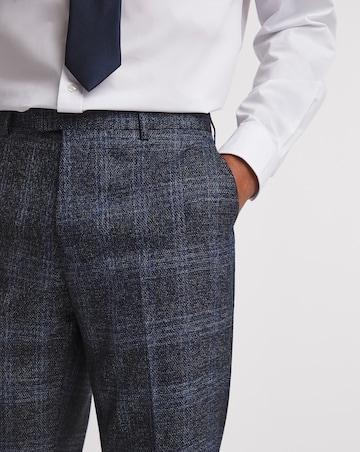 Large Navy Check Reg Fit Suit Trouser