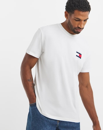 Tommy Jeans Short Sleeve Flag Backprint T-Shirt - Ecru