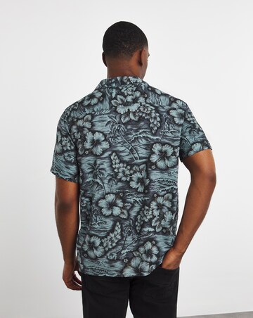 Hawaian Print Cuban Collar Shirt