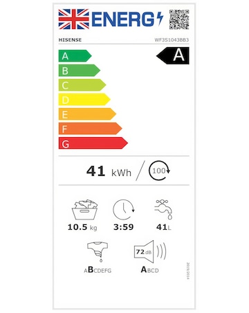 Hisense 3S Series WD3S104BB3 WiFi-enabled 10kg Washer Dryer - Black