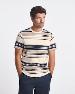 Barbour Short Sleeve Aickmen Tailored Striped T-Shirt - White