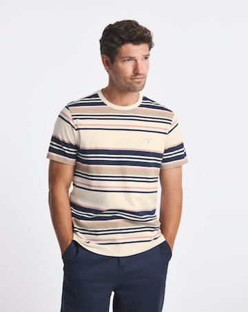 Barbour Short Sleeve Aickmen Tailored Striped T-Shirt - White
