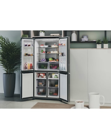Hoover HHCR3818ENPL Non-Plumbed Total No Frost American Fridge Freezer - Silver