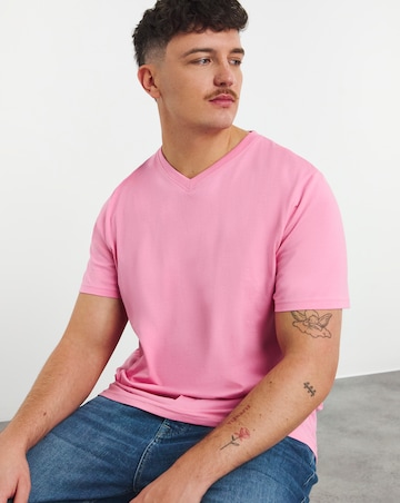 Pure Cotton V Neck T-Shirt Long | Jacamo
