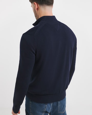 Tommy Hilfiger Cotton Cashmere Quarter Zip Jumper Navy