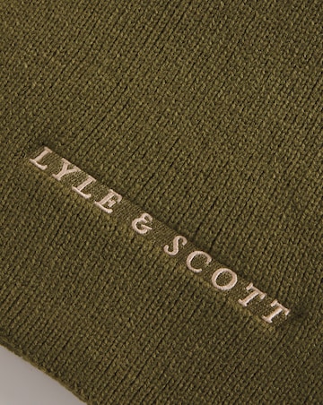 Lyle & Scott Olive Logo Ribbed Scarf