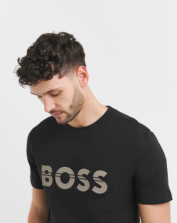 BOSS Short Sleeve Black Raised Logo T-Shirt