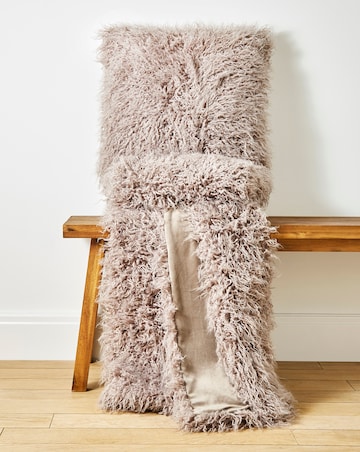 Mongolian Faux Fur Throw - Mink