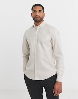 Boss Long Sleeve Open Collar Shirt - Beige