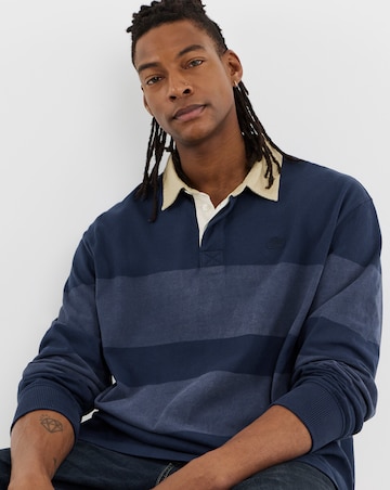 Timberland Long Sleeve Striped Rugby Polo Shirt - Navy
