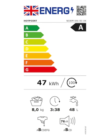 Hotpoint Anti-Stain NSWM 846 BS UK 8kg 1400rpm Washing Machine Black + Install