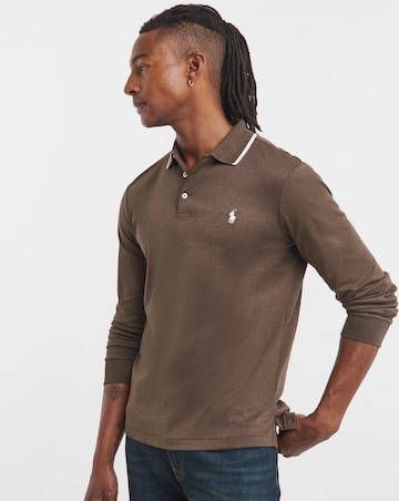 Polo Ralph Lauren Long Sleeve Tipped Soft Cotton Polo - Brown