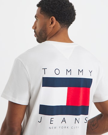 Tommy Jeans Short Sleeve Flag Backprint T-Shirt - Ecru