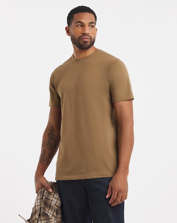 Pure Cotton Crew Neck T-Shirt Long - Beige