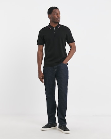 BOSS Short Sleeve 1/4 Zip Neck Jersey Polo - Black