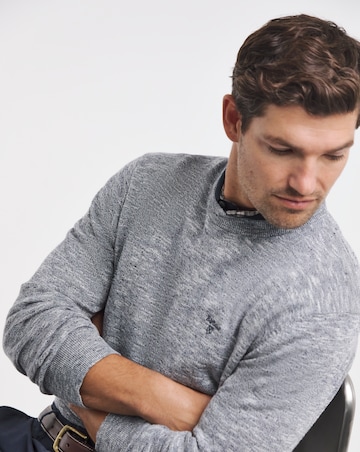 Barbour Flaxby Linen Blend Crew Neck Jumper - Navy