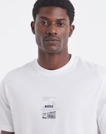 BOSS Short Sleeve Relaxed Fit Photo Print T-Shirt - White