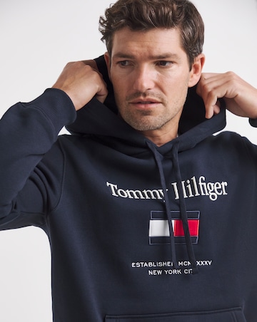 Tommy Hilfiger Embroidered Flag Hoodie - Navy