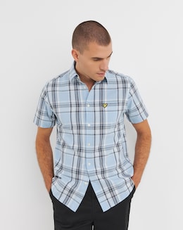 Lyle &amp; Scott Blue Linen Check Shirt